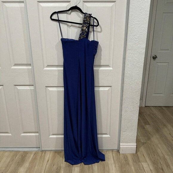 Women’s MIGNON blue Dress Formal Gems Asymmetrical Size 6 Long Maxi‎ - Picture 11 of 12